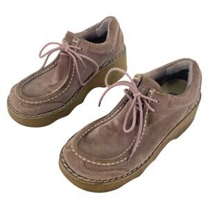REPORT Mauve Suede Vintage Y2K Wedge Chukka Bootie Loafers Women’s 7 Preowned